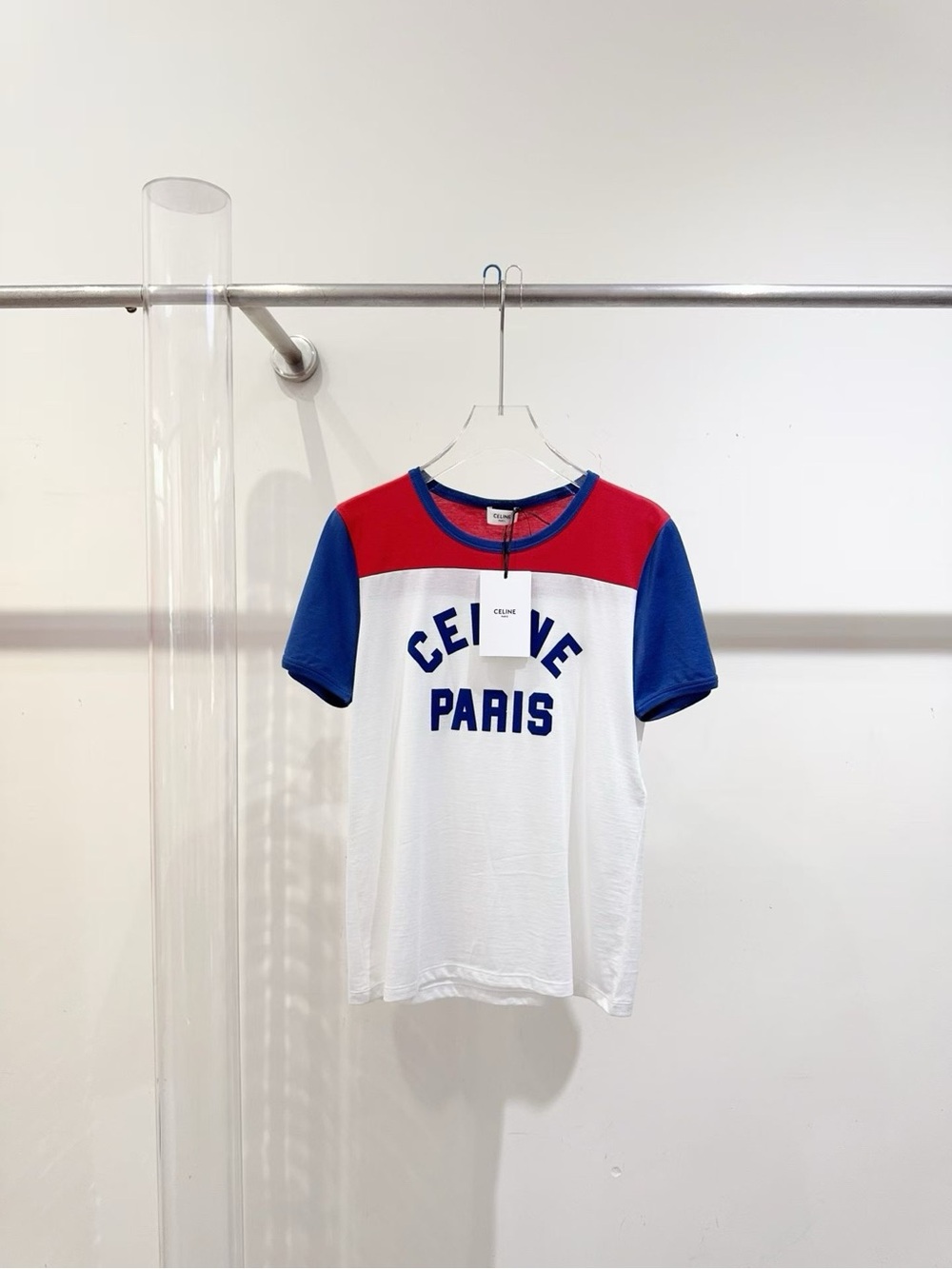 🚩steal CELINE Colorblock Paris Graphic Tee - White/Red/Blue
